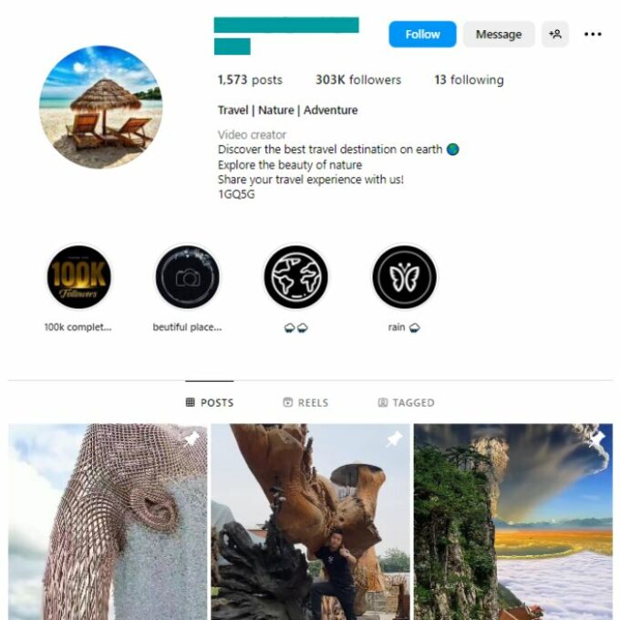 300K Adventure Explore Instagram Account for sale