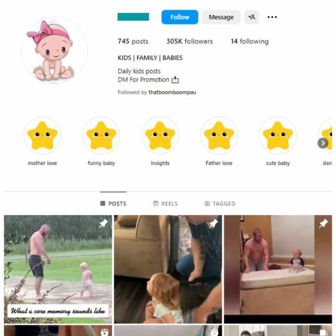 300K Kids Babies Instagram Account for sale