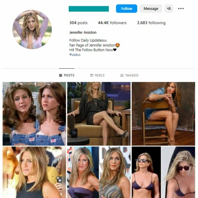 40K Jennifer Aniston Actress Fan Instagram Account for sale
