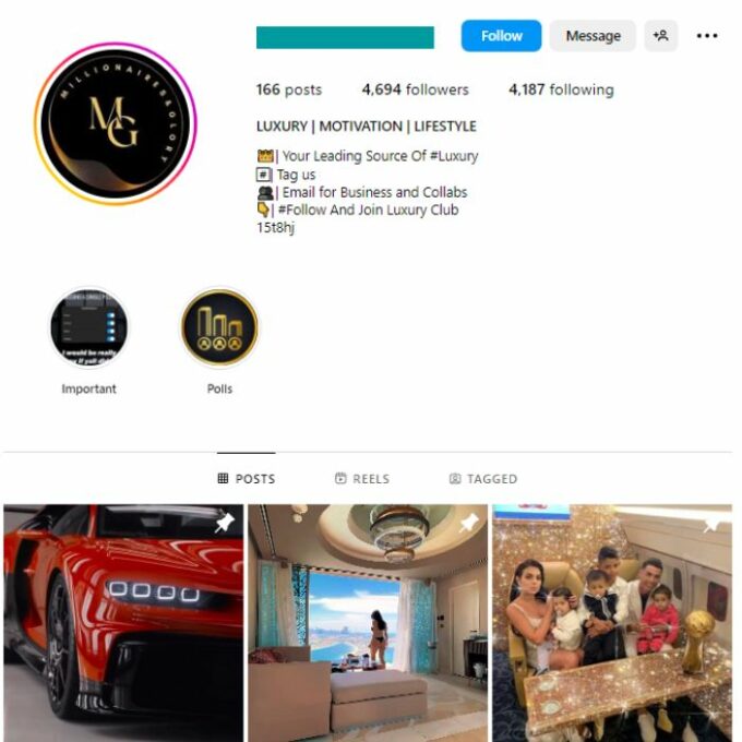 4K Luxury Lifestyle Instagram Account for sale