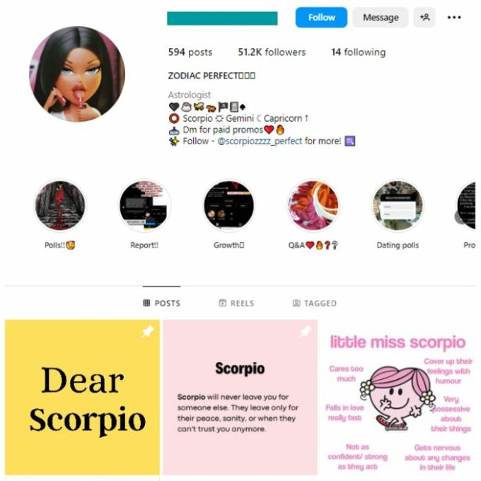 50k Zodiac Memes Instagram Account for sale
