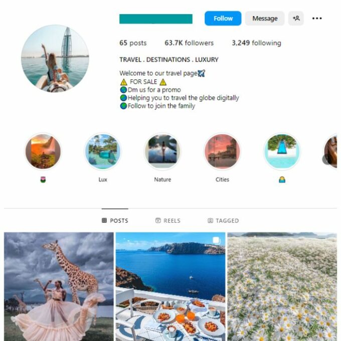 60K Travel Photos Instagram Account for sale