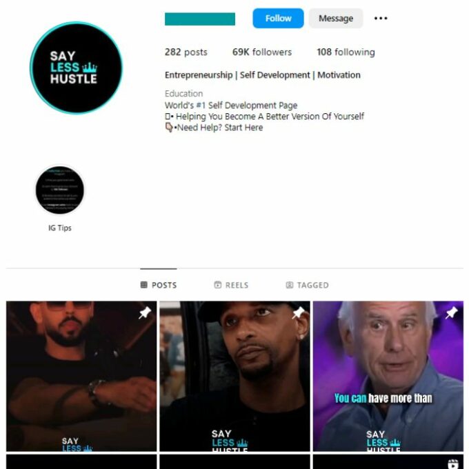 69K Success Motivation Instagram Account for sale