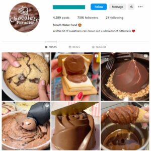 730K Chocolate Food Instagram Account for sale