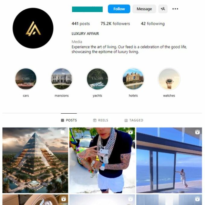 75K Luxury Lifestyle Instagram Account for sale