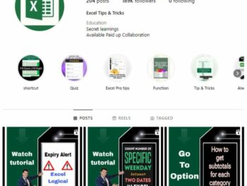 180K MS Excel Tips Instagram Account for sale