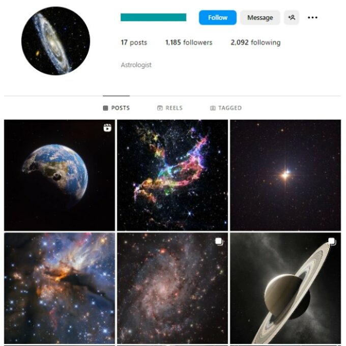 1K Science Stars Instagram Account for sale