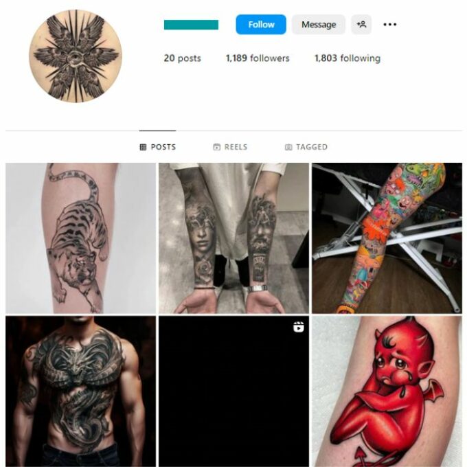 1K Tattoo Art Instagram Account for sale