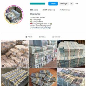 20K Money Millionaire Instagram Account for sale