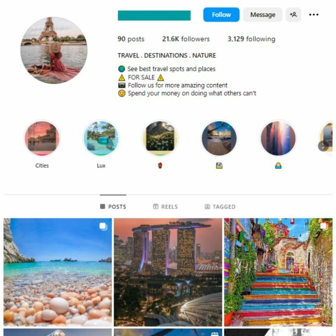21K Beautiful Destinations Instagram Account for sale