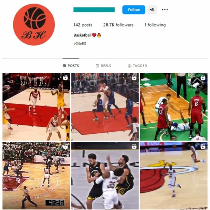 28K Basketball NBA Instagram Account for sale