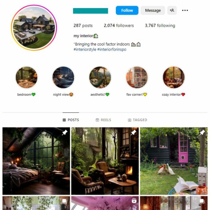 2K Luxury Interior Design Instagram Account for sale