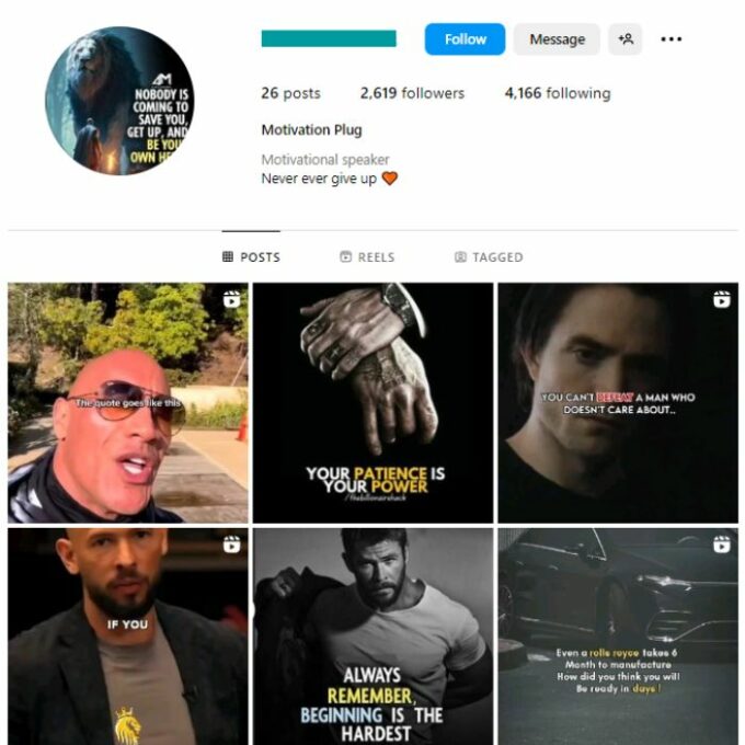 2K Success Motivation Instagram Account for sale
