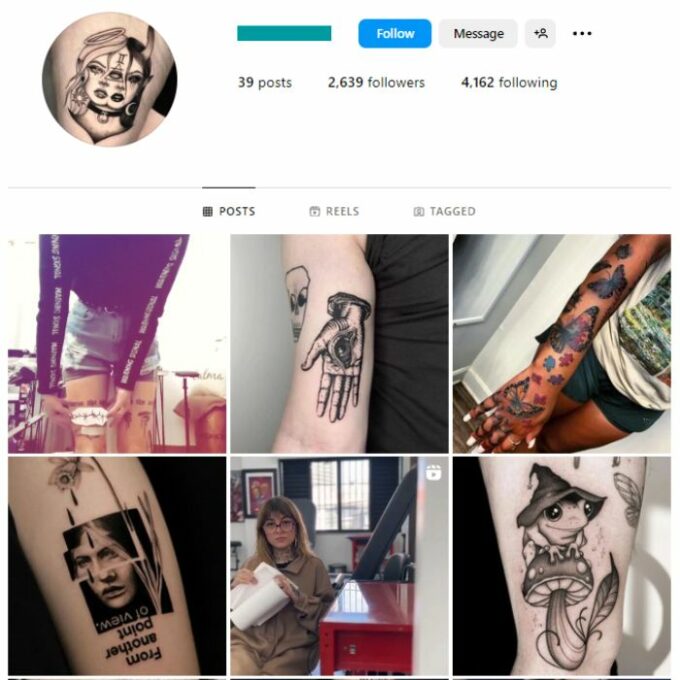 2K Tattoo Art Instagram Account for sale