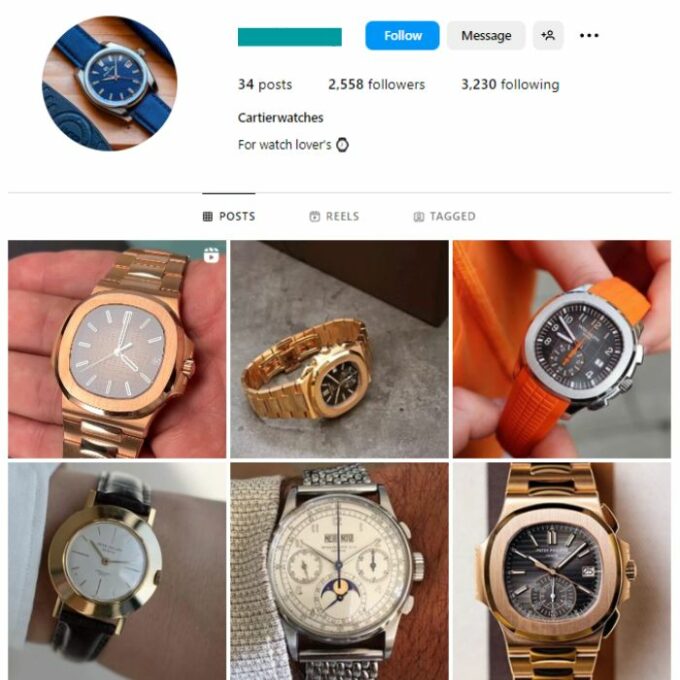 2k Luxury Watches Instagram Account for sale