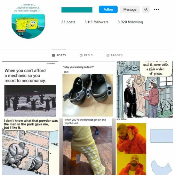 3K Funny Memes Instagram Account for sale