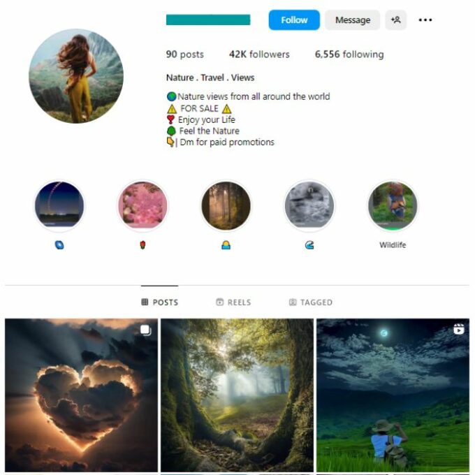 40K Travel Destinations Instagram Account for sale