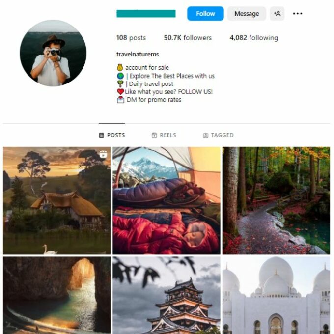 50K Travel Vacation Instagram Account for sale