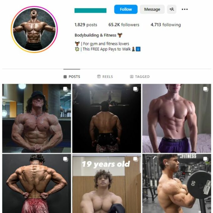 60K Workout Fitness Gym Instagram Account for sale