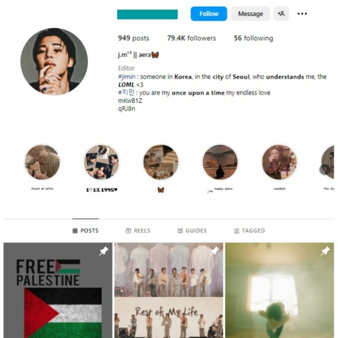 75K BTS Jimin Instagram Account for sale