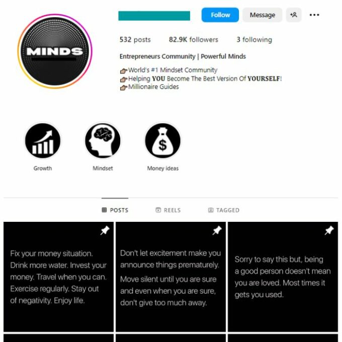 80K Entreprenuer Quotes Instagram Account for sale