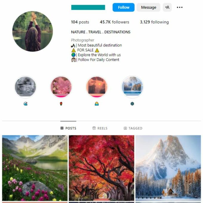 45K Beautiful Destinations Instagram Account for sale