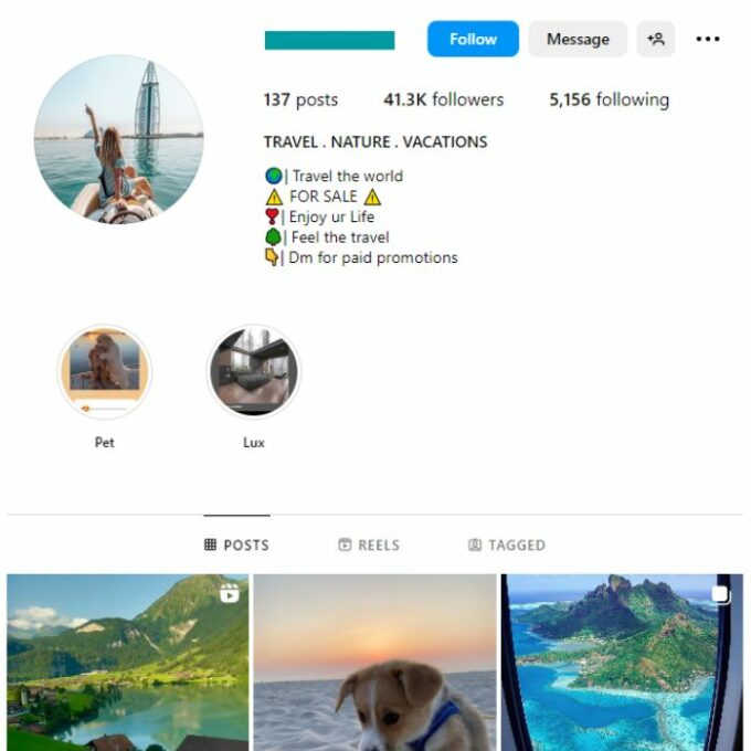 40K Nature Photography Instagram Account for sale
