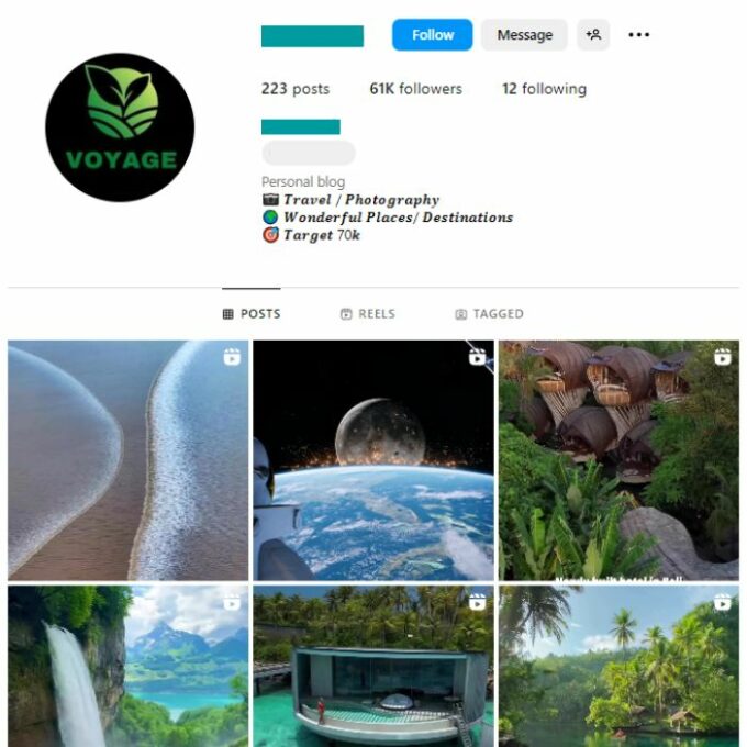 60K Landscapes Travel Instagram Account for sale