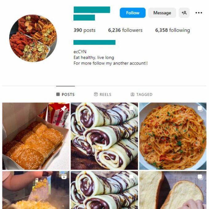 6K Fast Food Burgers Instagram Account for sale