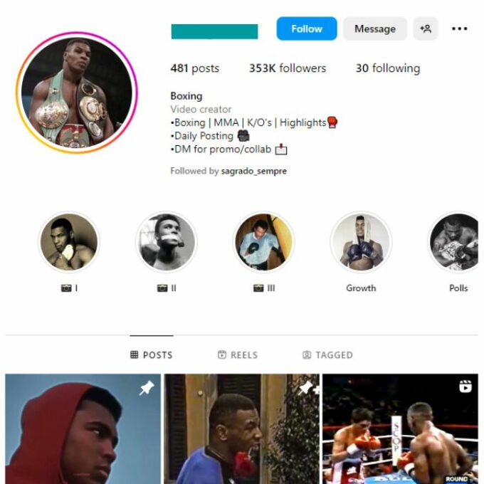350K Boxing Sports Instagram Account for sale
