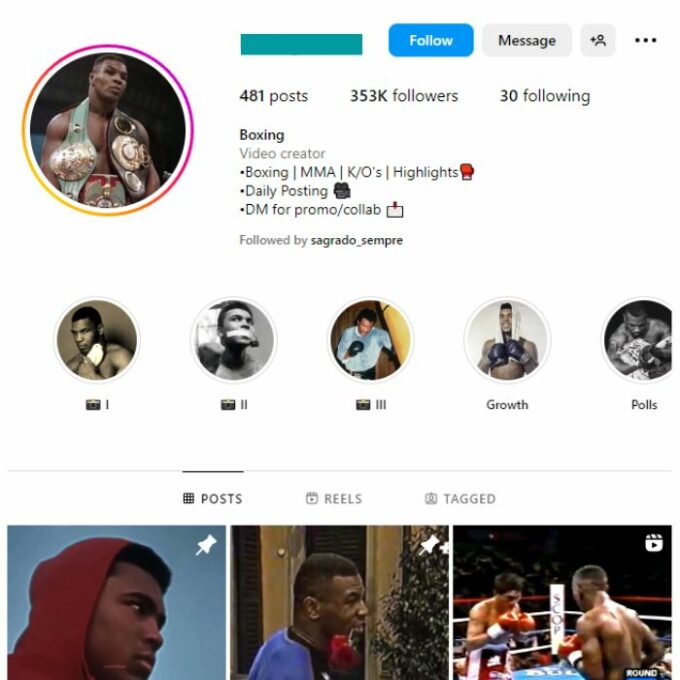 350K Boxing Sports Instagram Account for sale