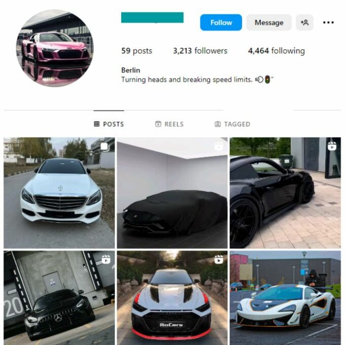 3K Automotive Car Instagram Account for sale