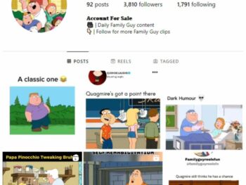 3K Family Guy Instagram Account for sale