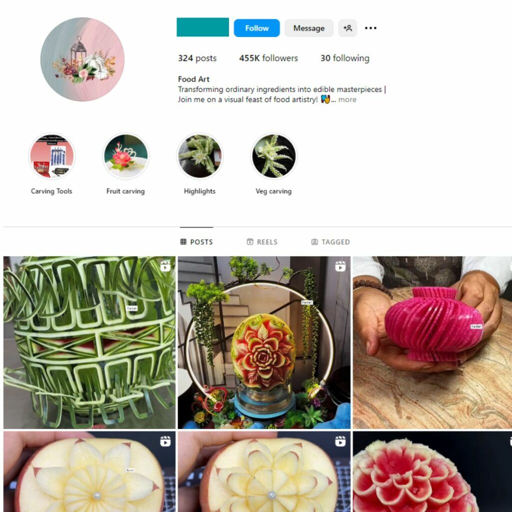 450K Food Art Instagram Account for Sale