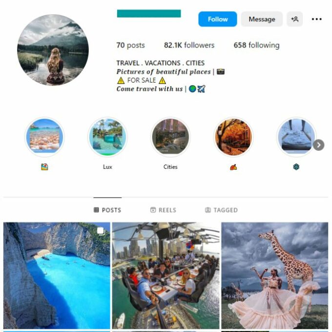 80K Travel Explore Instagram Account for sale