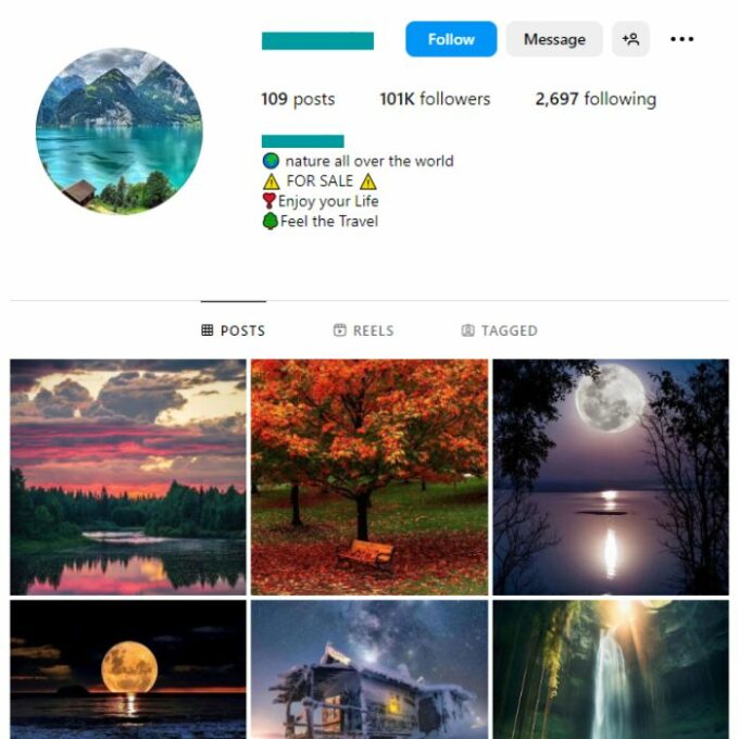 100K Travel Photos Instagram Account for sale