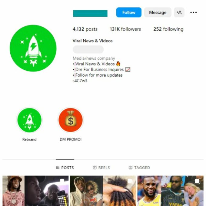 130K Hollywood Celebrity News Instagram Account for sale
