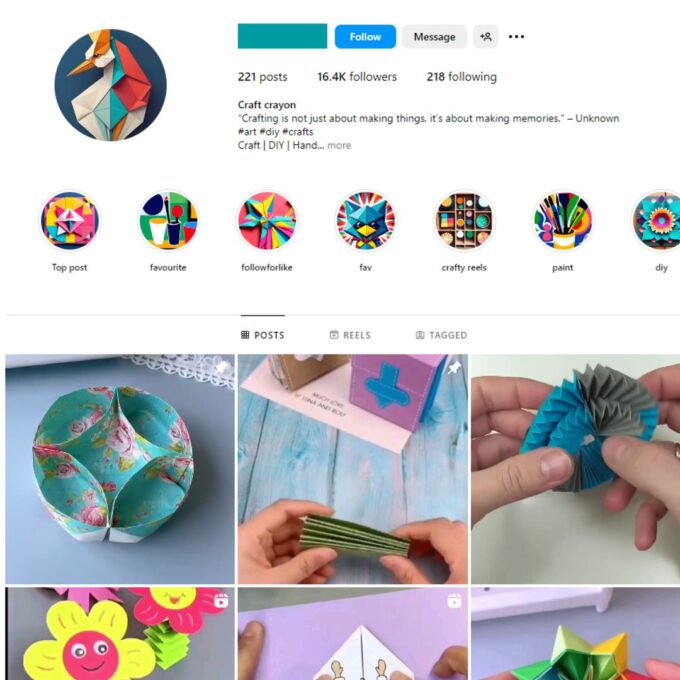 16K Origami Art Instagram Account for Sale