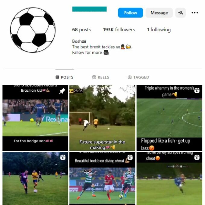 190K Football Soccer Instagram Account for sale