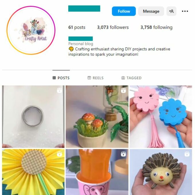 3K DIY Art Instagram Account for sale