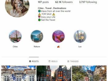 60K Travel Destinations Instagram Account for sale