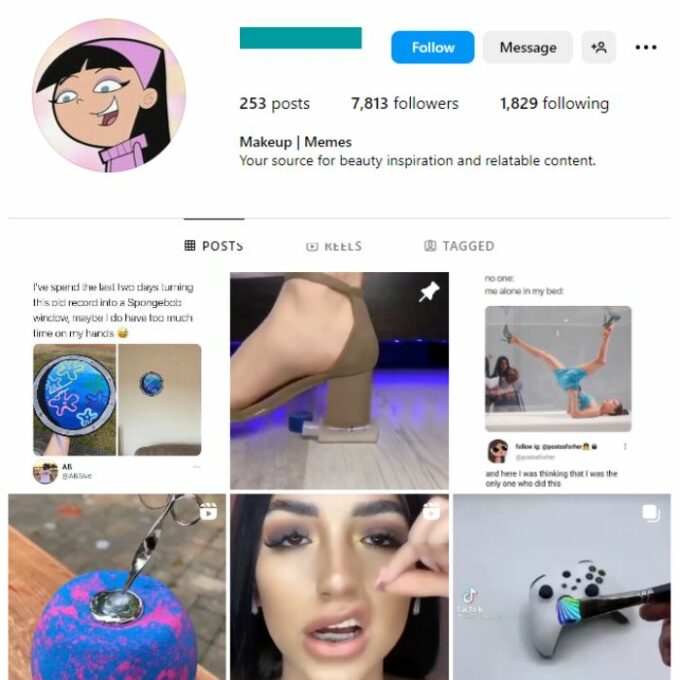 7K Makeup Memes Instagram Account for sale