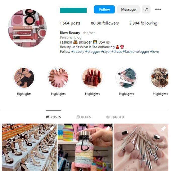 80K Women Makeup Instagram Account for sale