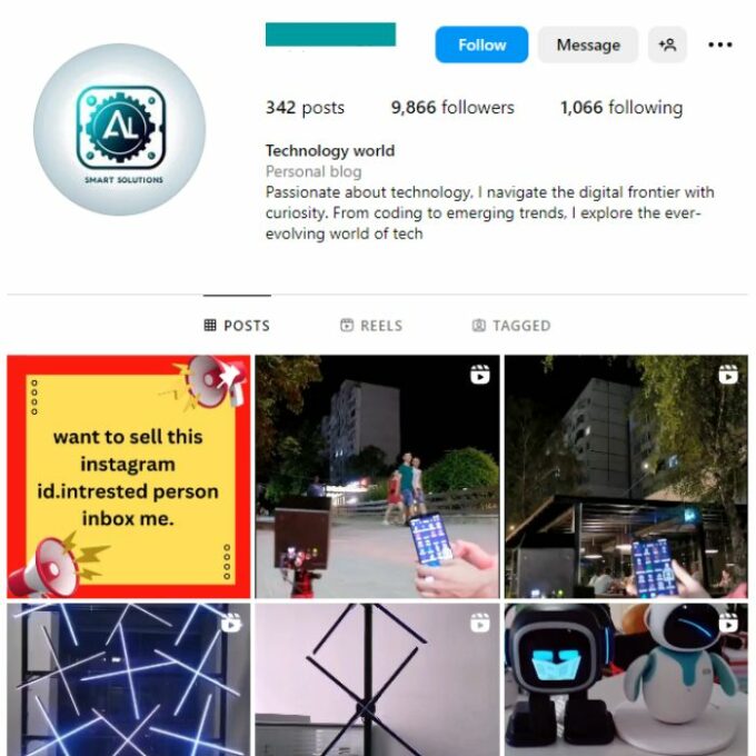 9K Tech Gadgets Instagram Account for sale