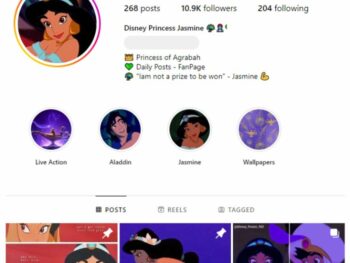 10K Disney Princess Jasmine Instagram Account for sale