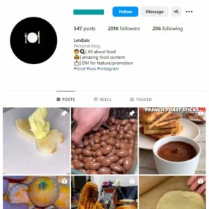 200K Food Reels Instagram Account for sale