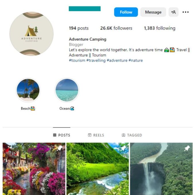25K Travel Nature Instagram Account for sale