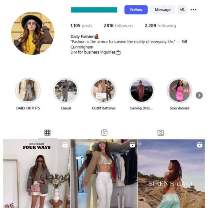 280K Women's Fashion Instagram Account for sale