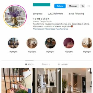 2K Luxury Interior Design Instagram Account for sale