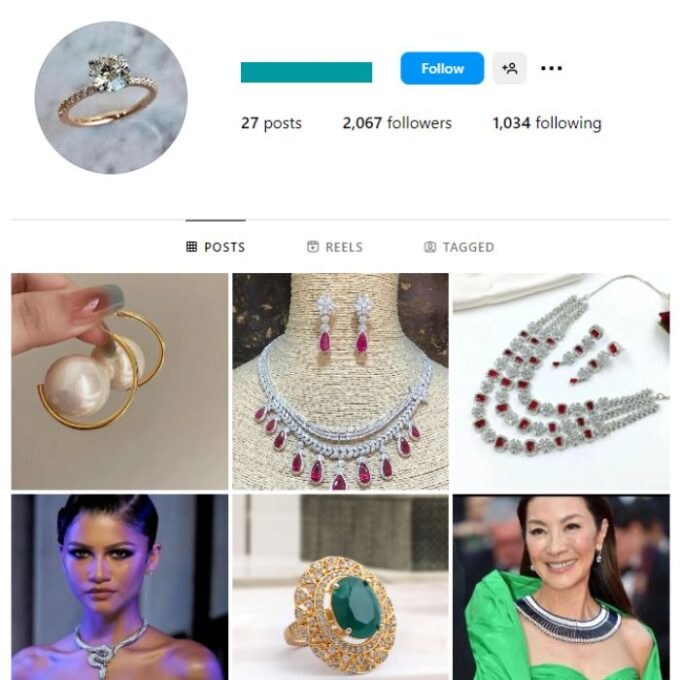 2K Women's Jewelry Instagram Account for sale